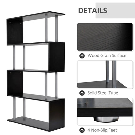 5-Tier S-Shaped Bookshelf – Black