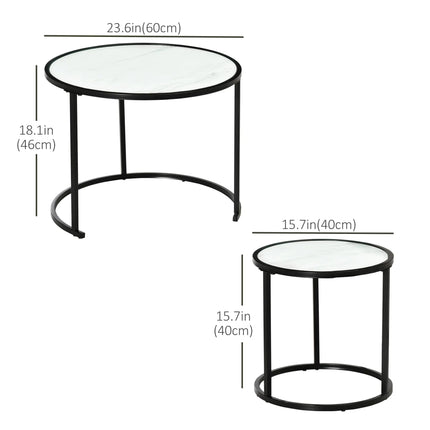Round Nesting Coffee Table Set of 2 – White
