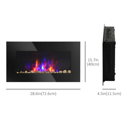 1500W Wall Mounted LED Multi-Color Electric Fireplace Heater With Remote Control