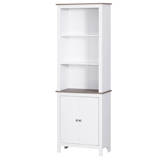69” Bathroom Storage Cabinet with Double Door Cupboard – White