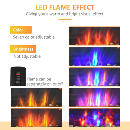 1500W Wall Mounted LED Multi-Color Electric Fireplace Heater With Remote Control