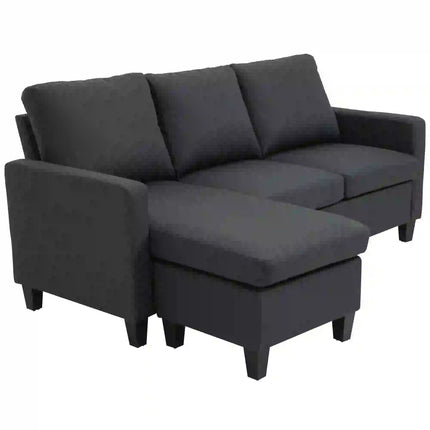 Modern L-Shaped Sectional Sofa with Chaise Lounge – Dark Grey
