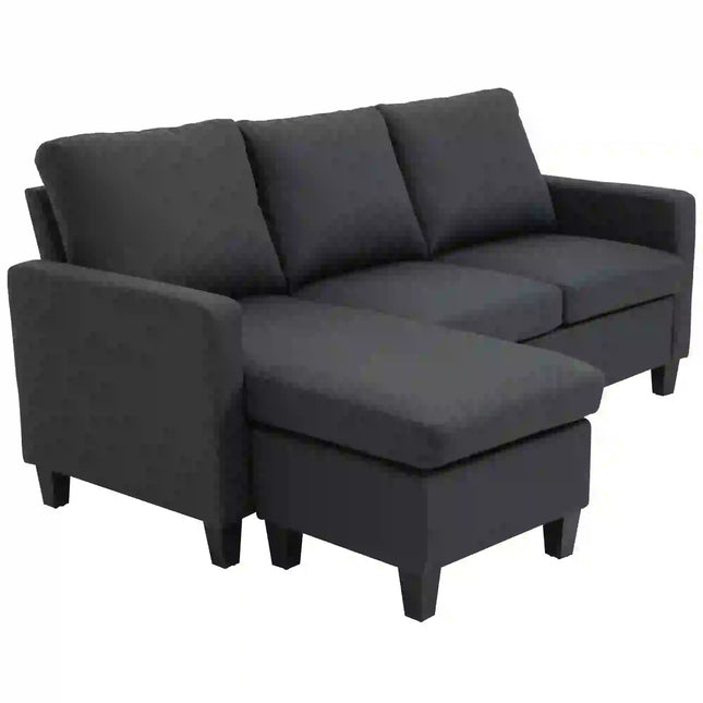 Modern L-Shaped Sectional Sofa with Chaise Lounge – Dark Grey