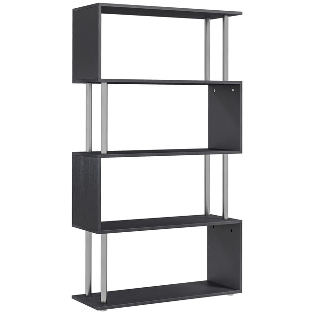 5-Tier S-Shaped Bookshelf – Black