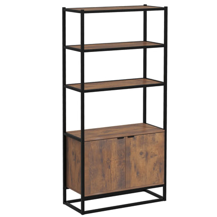 Industrial Bookshelf and Storage Cabinet - Brown