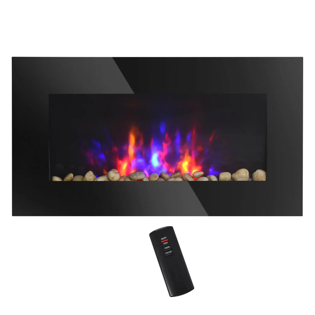 1500W Wall Mounted LED Multi-Color Electric Fireplace Heater With Remote Control
