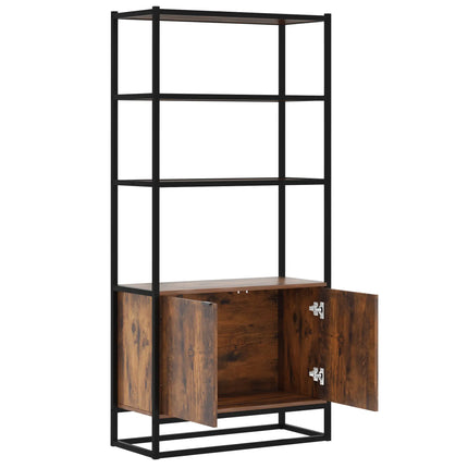 Industrial Bookshelf and Storage Cabinet - Brown