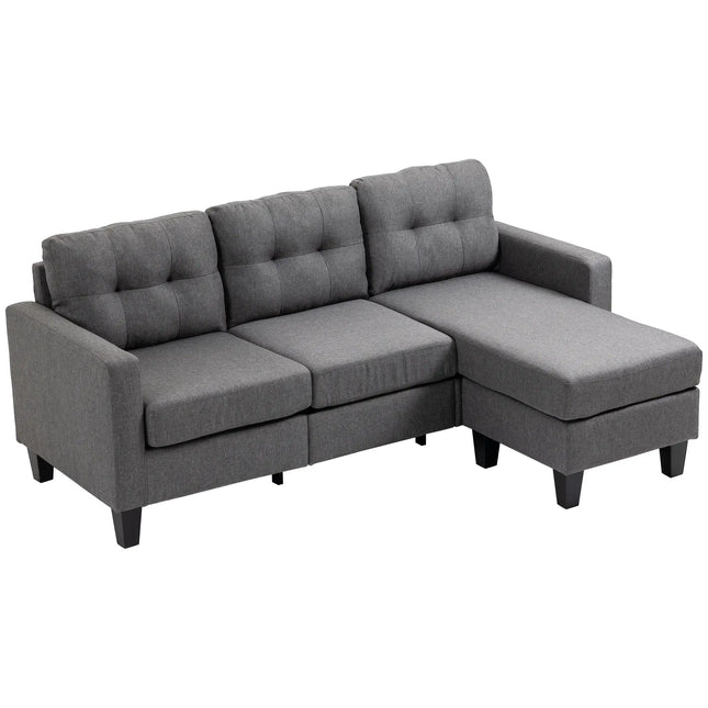 Modern L-Shaped Sectional Sofa with Chaise Lounge – Light Grey