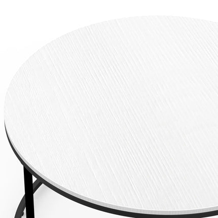 Round Coffee Table with Metal Frame – White