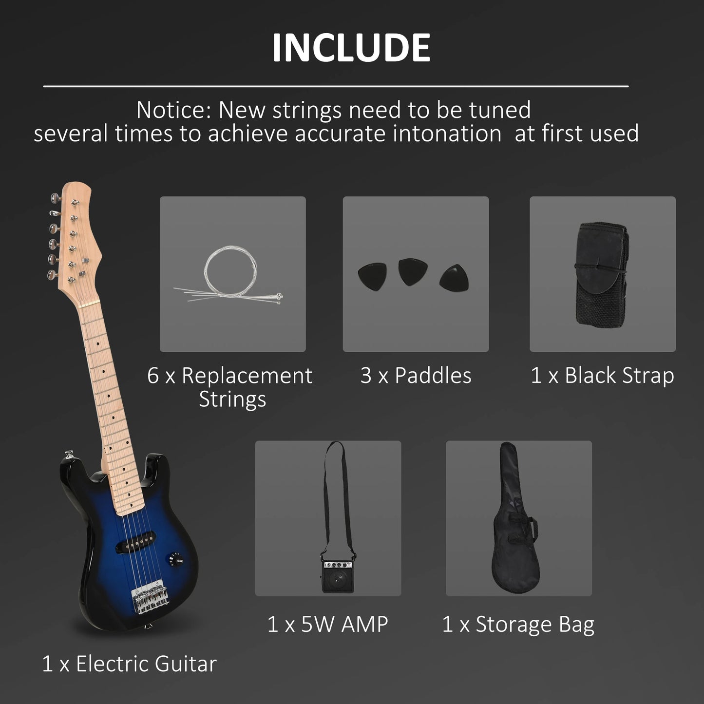 30 Inch Kids Electric Guitar 3/4 Size Beginner Starter Kit with 5W Amplifier - Toronto Liquidation Company
