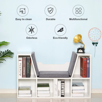 Modern 6 Shelf Modular Bench and Bookcase - White