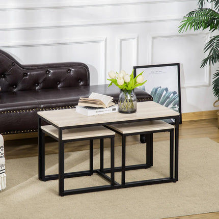 Nesting Coffee Table Set of 3 – Natural Wood