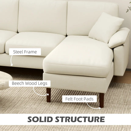 Modern L-Shaped Sectional Sofa with Changeable Chaise Lounge – Cream White