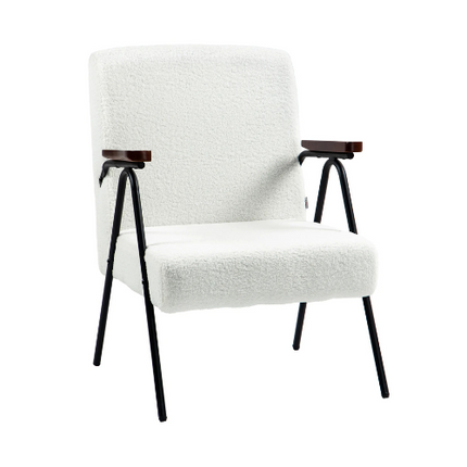Modern Fuzzy Felt Accent Chair - White
