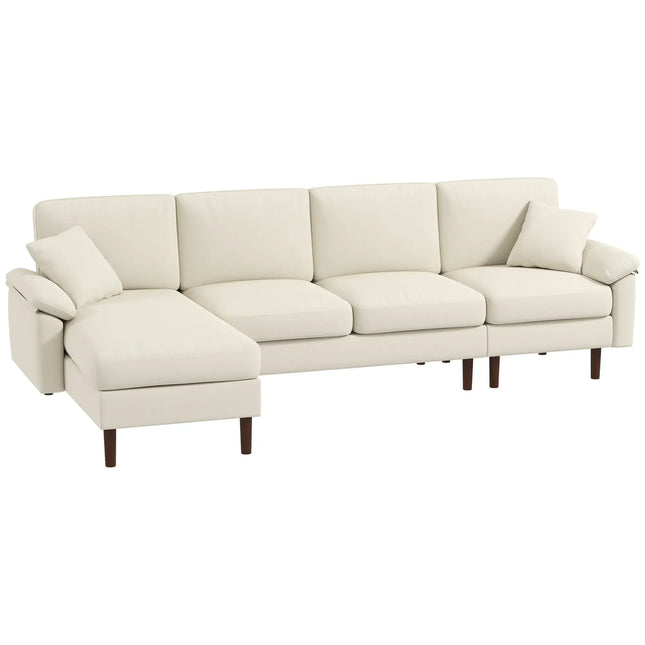 Modern L-Shaped Sectional Sofa with Changeable Chaise Lounge – Cream White