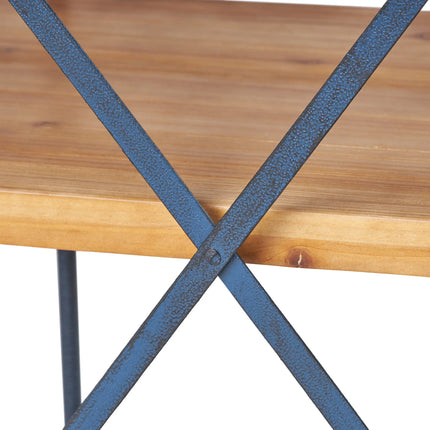Industrial 3-Shelf Iron Frame Firwood Bookshelf - Wood Brown