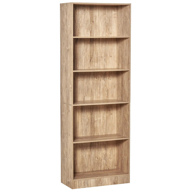 5-Tier Adjustable Bookshelf – Light Brown