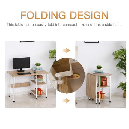 Compact Folding Computer and Office Desk (White) - Toronto Liquidation Warehouse