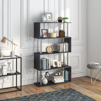 5-Tier S-Shaped Bookshelf – Black