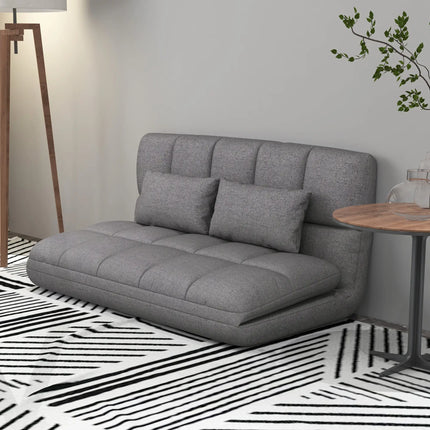 Modern Foldable 2-Seater Floor Sofa Bed – Light Grey