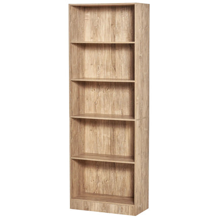 5-Tier Adjustable Bookshelf – Light Brown