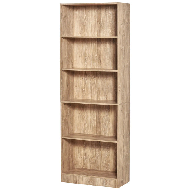 5-Tier Adjustable Bookshelf – Light Brown