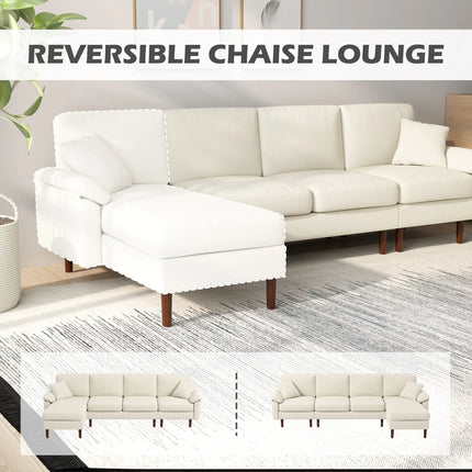 Modern L-Shaped Sectional Sofa with Changeable Chaise Lounge – Cream White