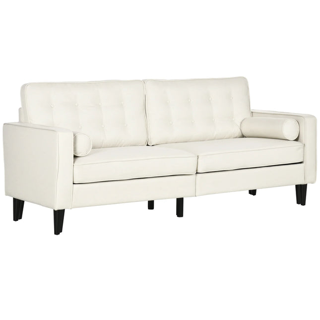 Mid-Century 2-Seater Sofa – Pearl White