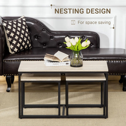 Nesting Coffee Table Set of 3 – Natural Wood