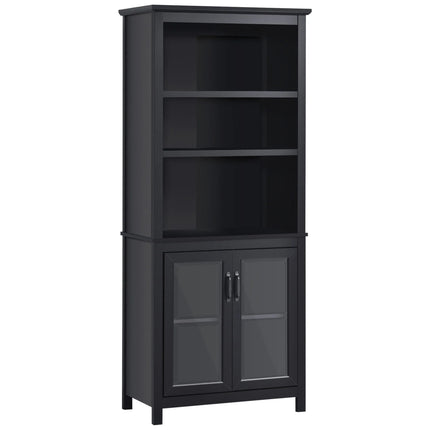 Classic Farmhouse Bookshelf and Cabinet with Glass Doors