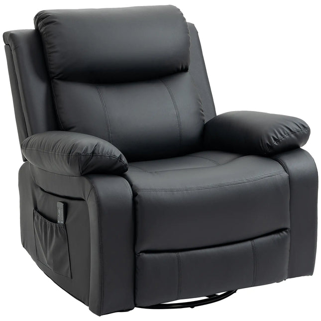 Deluxe Faux Leather Electric Massage Recliner – Midnight Black