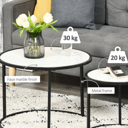 Round Nesting Coffee Table Set of 2 – White