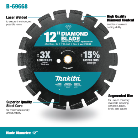 MAKITA 12-inch Segmented Dual Purpose Diamond Blade - B-69668 - Toronto Liquidation Company