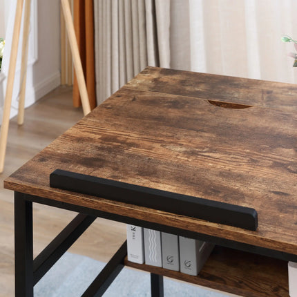 Adjustable Drafting Table with Folding Top and Storage – Rustic Brown