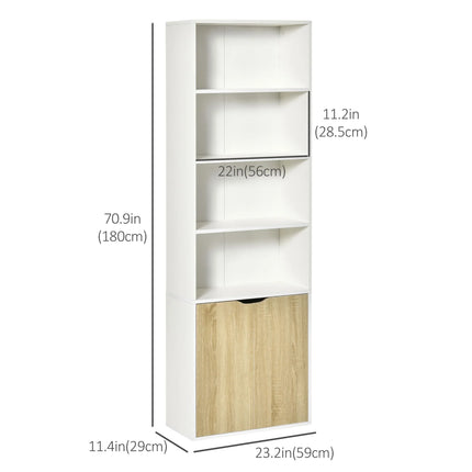 Classic 4-Tier Bookshelf with Cabinet Doors – Oak Brown