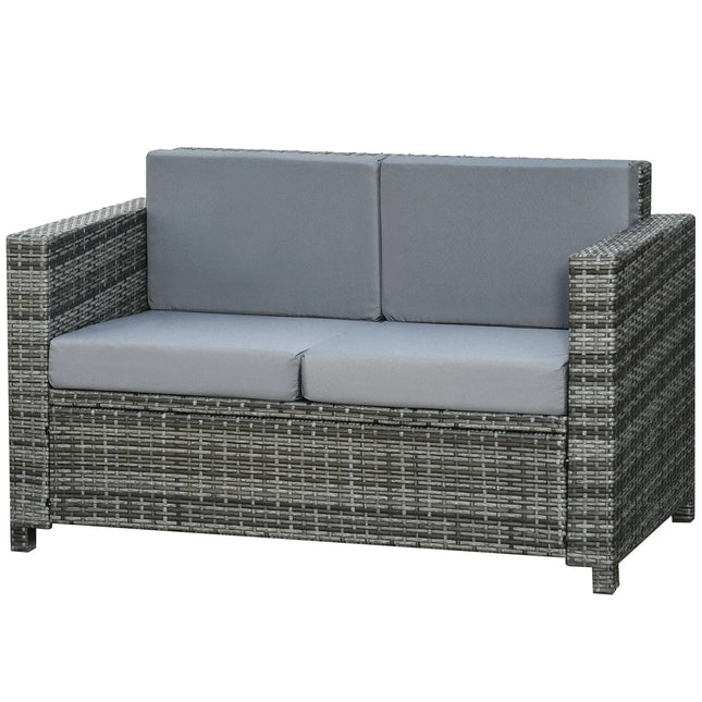 Rattan Wicker Outdoor Patio Loveseat – Grey
