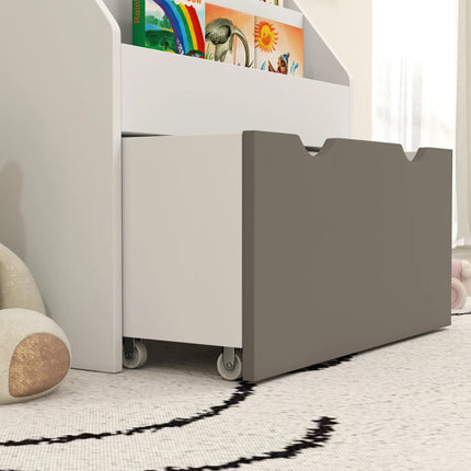 Kids Bookshelf with 3-Tier Display Shelves and Drawer – White