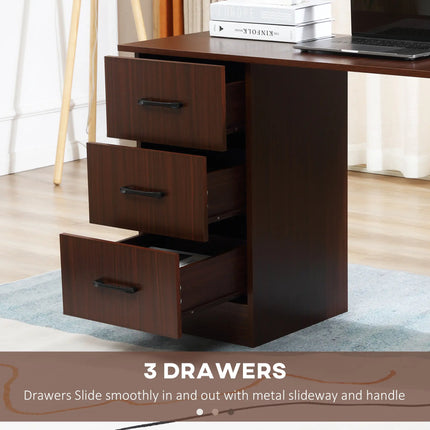 Office Desk with 3-Tier Storage Shelves – Walnut