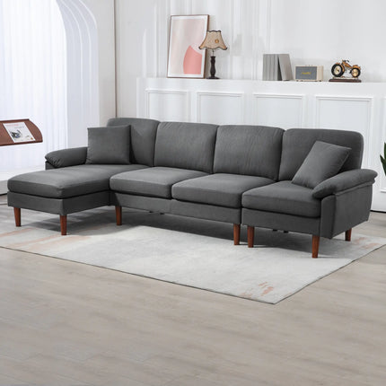 L-Shaped Sectional Sofa with Changeable Chaise Lounge – Dark Grey