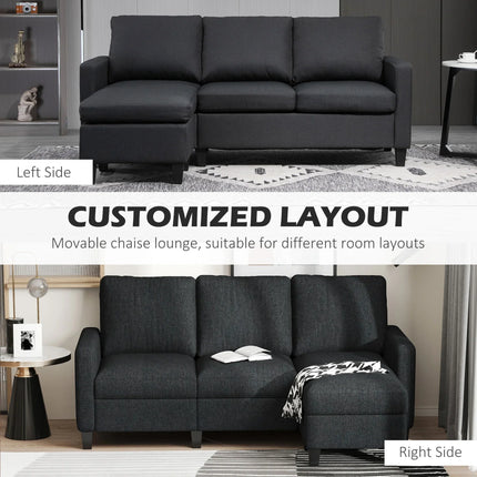 Modern L-Shaped Sectional Sofa with Chaise Lounge – Dark Grey