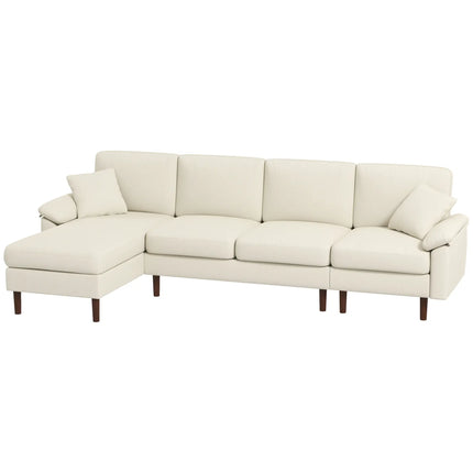Modern L-Shaped Sectional Sofa with Changeable Chaise Lounge – Cream White