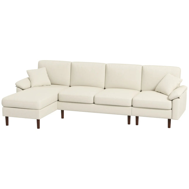 Modern L-Shaped Sectional Sofa with Changeable Chaise Lounge – Cream White