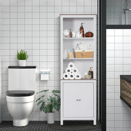 69” Bathroom Storage Cabinet with Double Door Cupboard – White