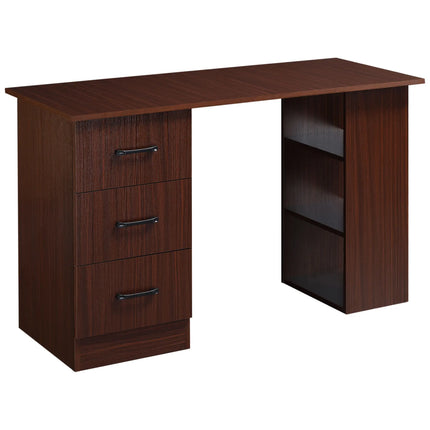 Office Desk with 3-Tier Storage Shelves – Walnut