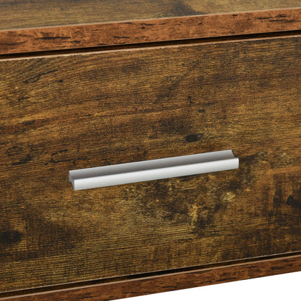 Retro Coffee Table with Storage Shelf and Drawer – Rustic Brown