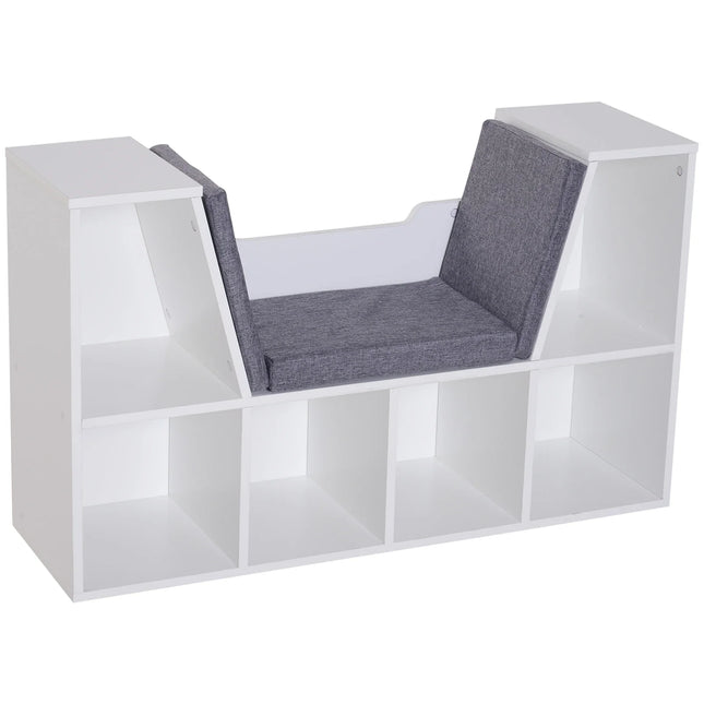 Modern 6 Shelf Modular Bench and Bookcase - White