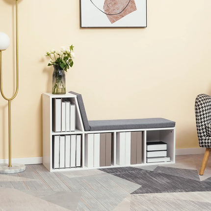 Multi-Purpose Bookshelf with 5 Cubes and Reading Nook – Grey