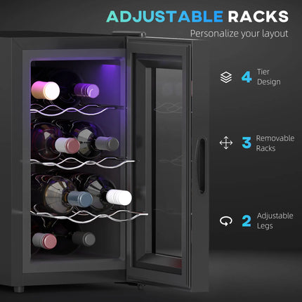 8 Bottle Wine Cooler Refrigerator with Temperature Control – Black