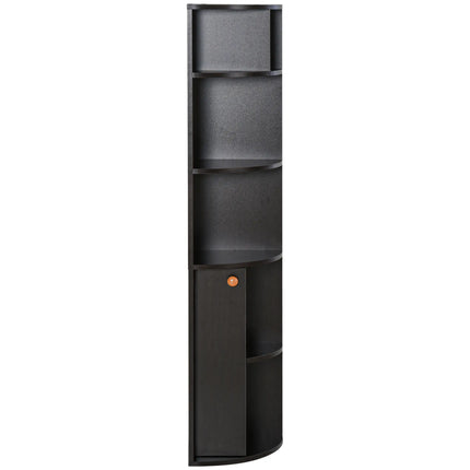 5-Tier Corner Bookcase with Cabinet – Black