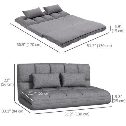 Modern Foldable 2-Seater Floor Sofa Bed – Light Grey
